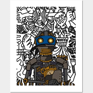 Futuristic Robot Character "Nostradamus" with Glass Eyes and Steel Skin Posters and Art